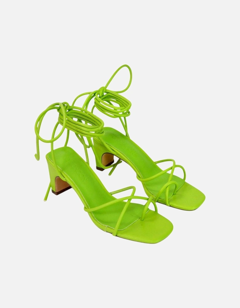 Womens/Ladies Atlas Strappy Square Toe Lace Up Mid Block Heel Sandals