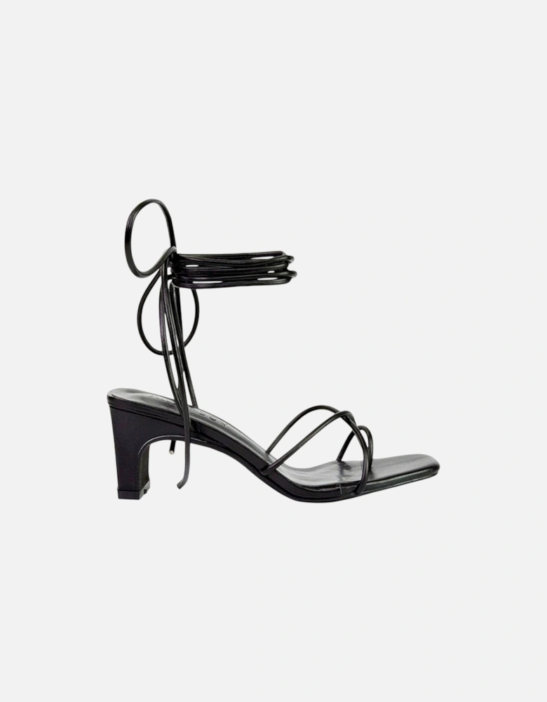 Womens/Ladies Atlas Strappy Square Toe Lace Up Mid Block Heel Sandals