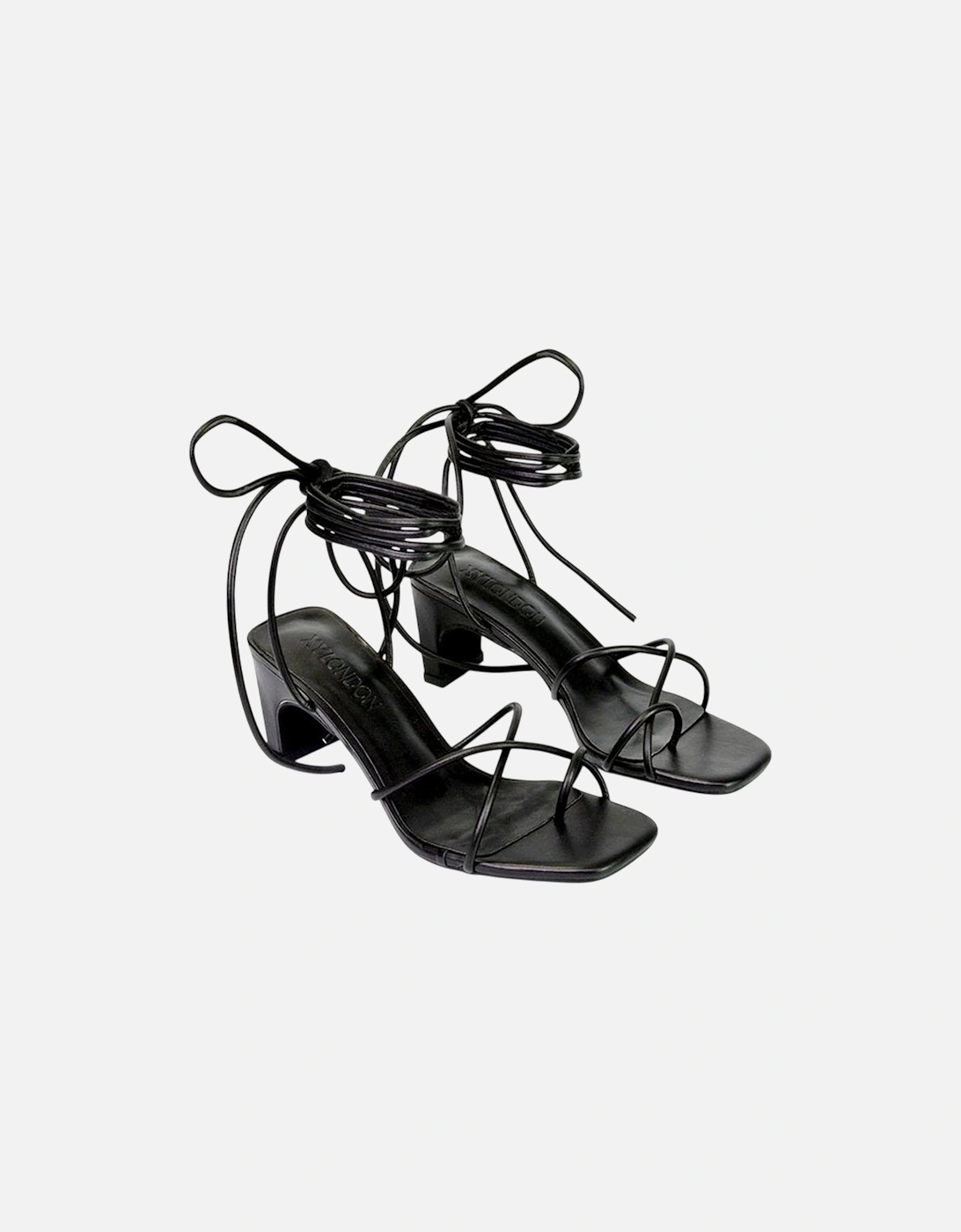 Womens/Ladies Atlas Strappy Square Toe Lace Up Mid Block Heel Sandals, 5 of 4