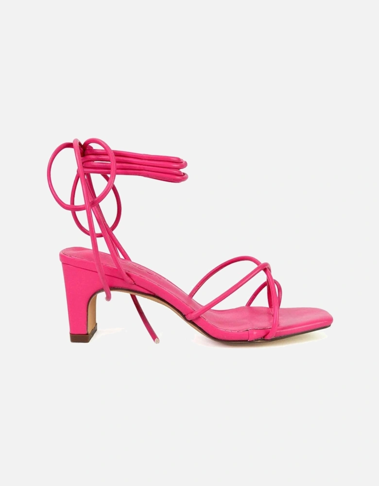 Womens/Ladies Atlas Strappy Square Toe Lace Up Mid Block Heel Sandals