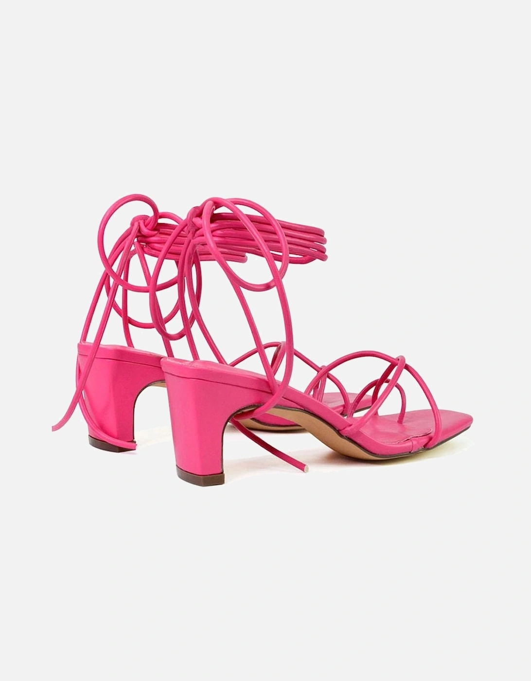 Womens/Ladies Atlas Strappy Square Toe Lace Up Mid Block Heel Sandals