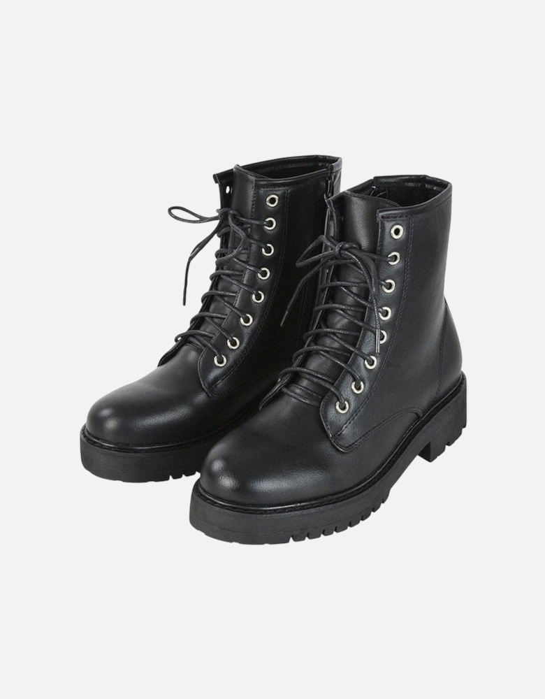 Womens/Ladies Hermoine Low Block Heel Biker Boots