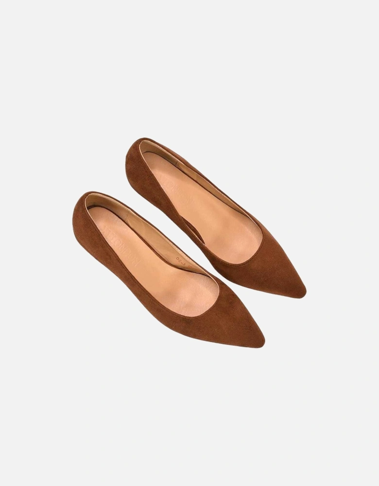 Womens/Ladies Cali Suedette Pointed Kitten Heel Court Shoes