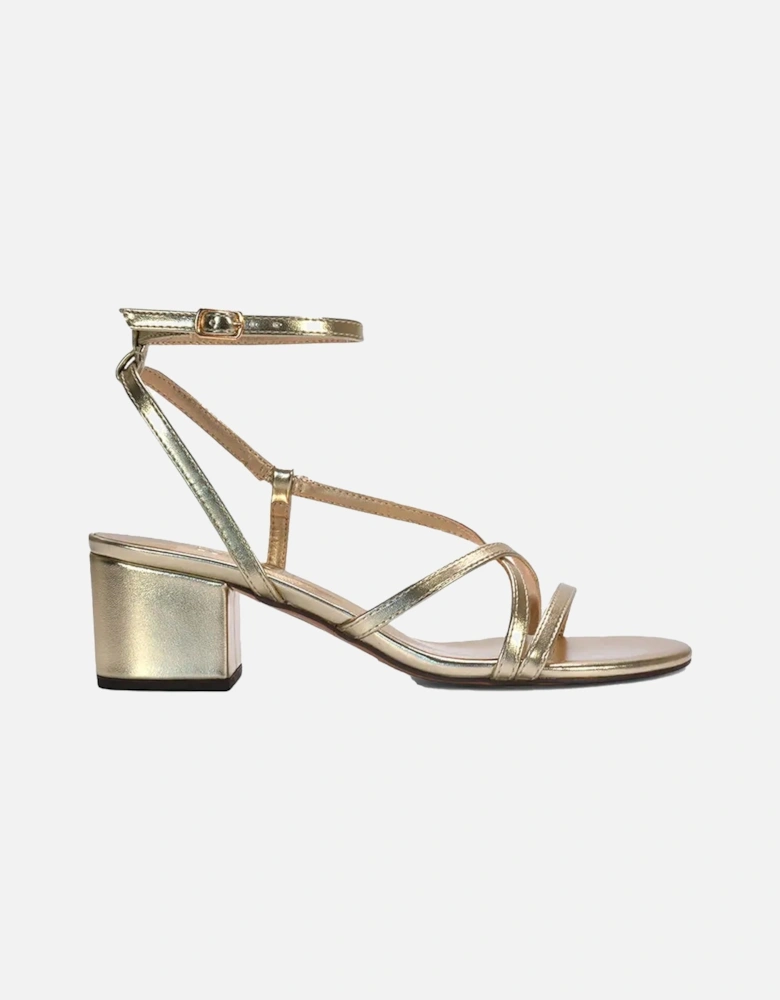 Womens/Ladies Maria Metallic Strappy Block Heel Sandals