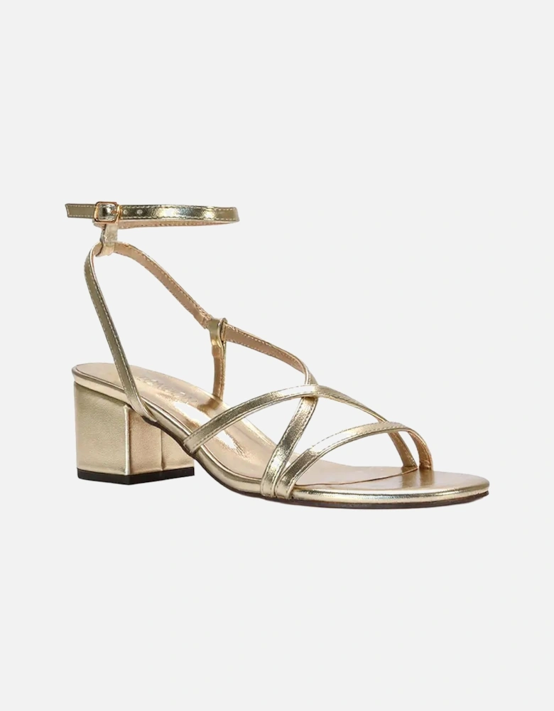 Womens/Ladies Maria Metallic Strappy Block Heel Sandals