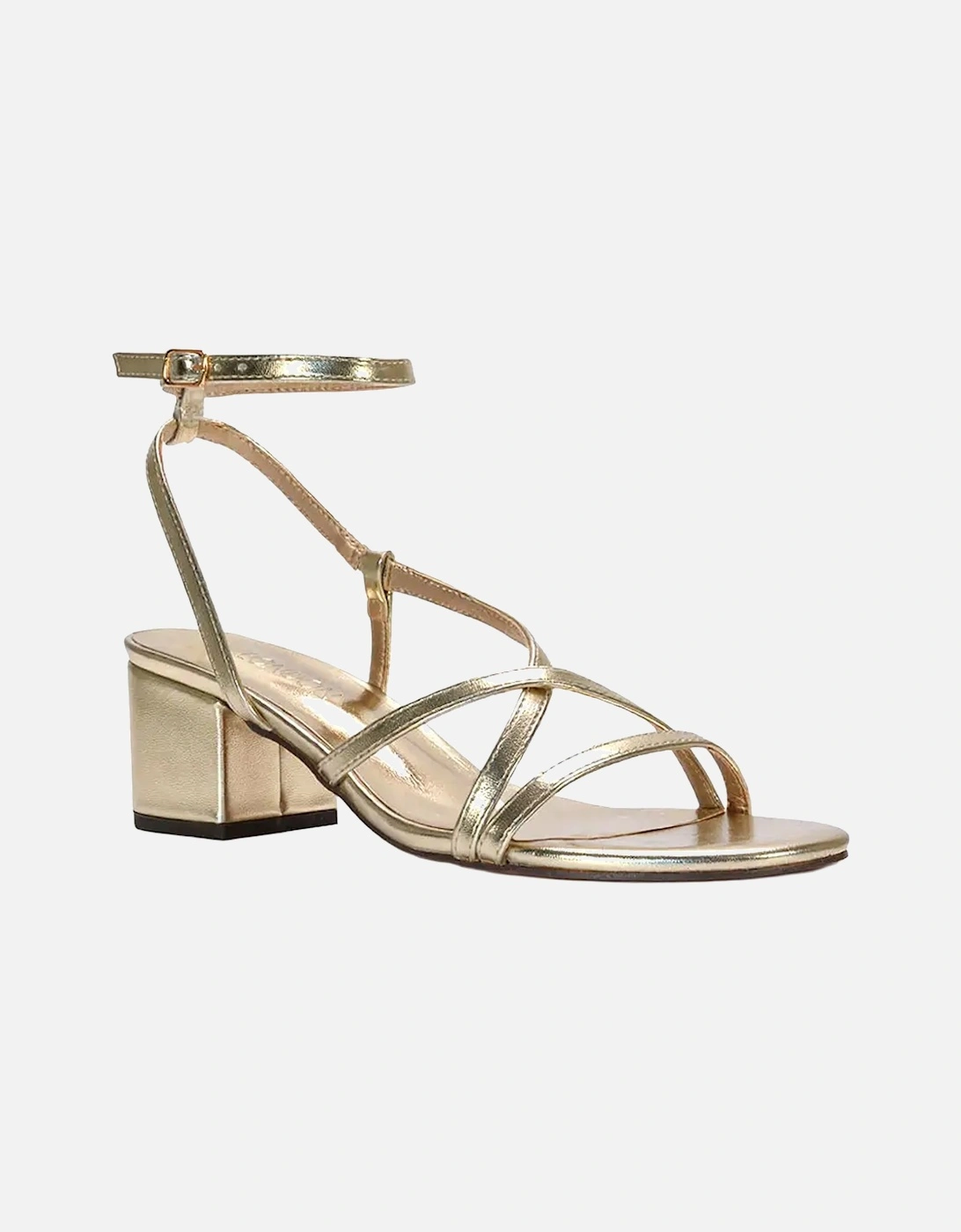 Womens/Ladies Maria Metallic Strappy Block Heel Sandals