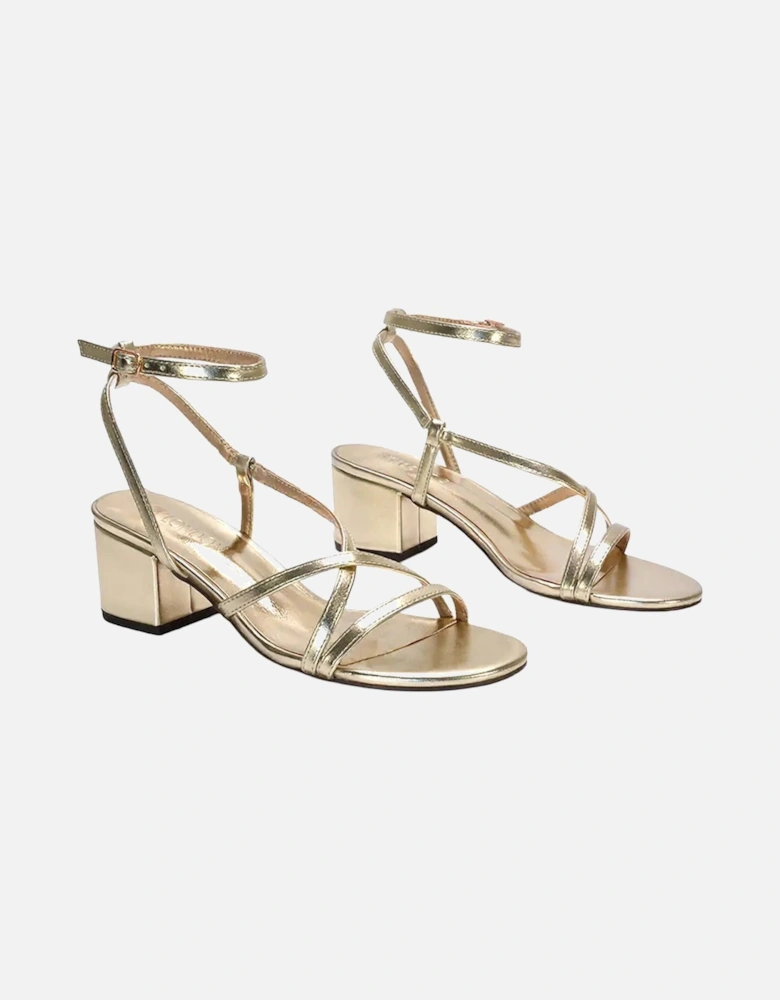 Womens/Ladies Maria Metallic Strappy Block Heel Sandals