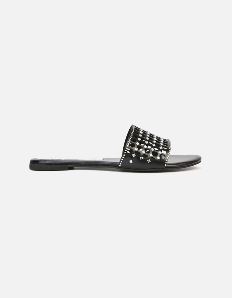 Womens/Ladies Abbie Diamante Cut Out Flat Sliders
