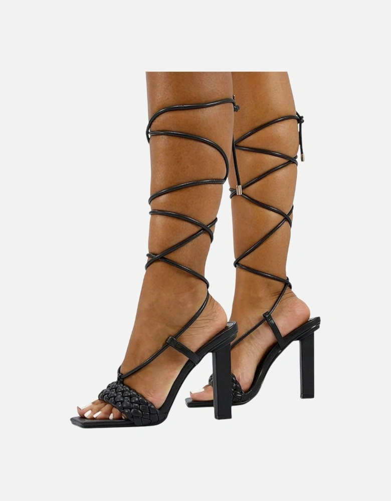 Womens/Ladies Mira Strappy Square Toe Lace Up Block Heel High Heels