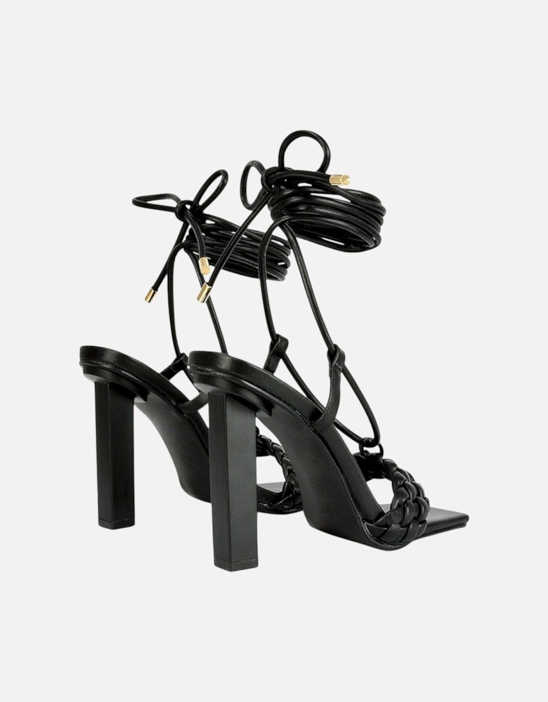 Womens/Ladies Mira Strappy Square Toe Lace Up Block Heel High Heels