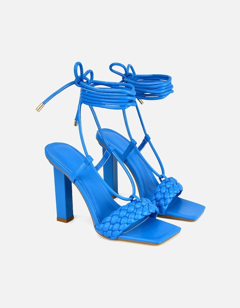 Womens/Ladies Mira Strappy Square Toe Lace Up Block Heel High Heels