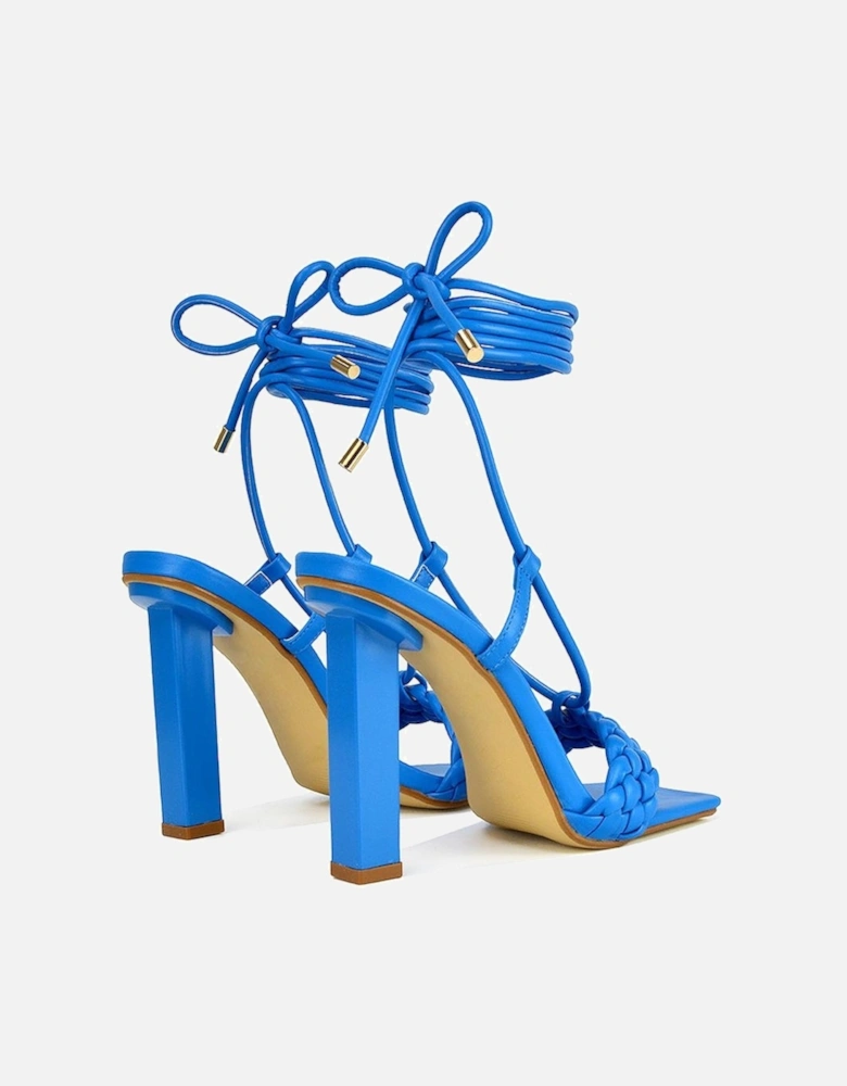 Womens/Ladies Mira Strappy Square Toe Lace Up Block Heel High Heels