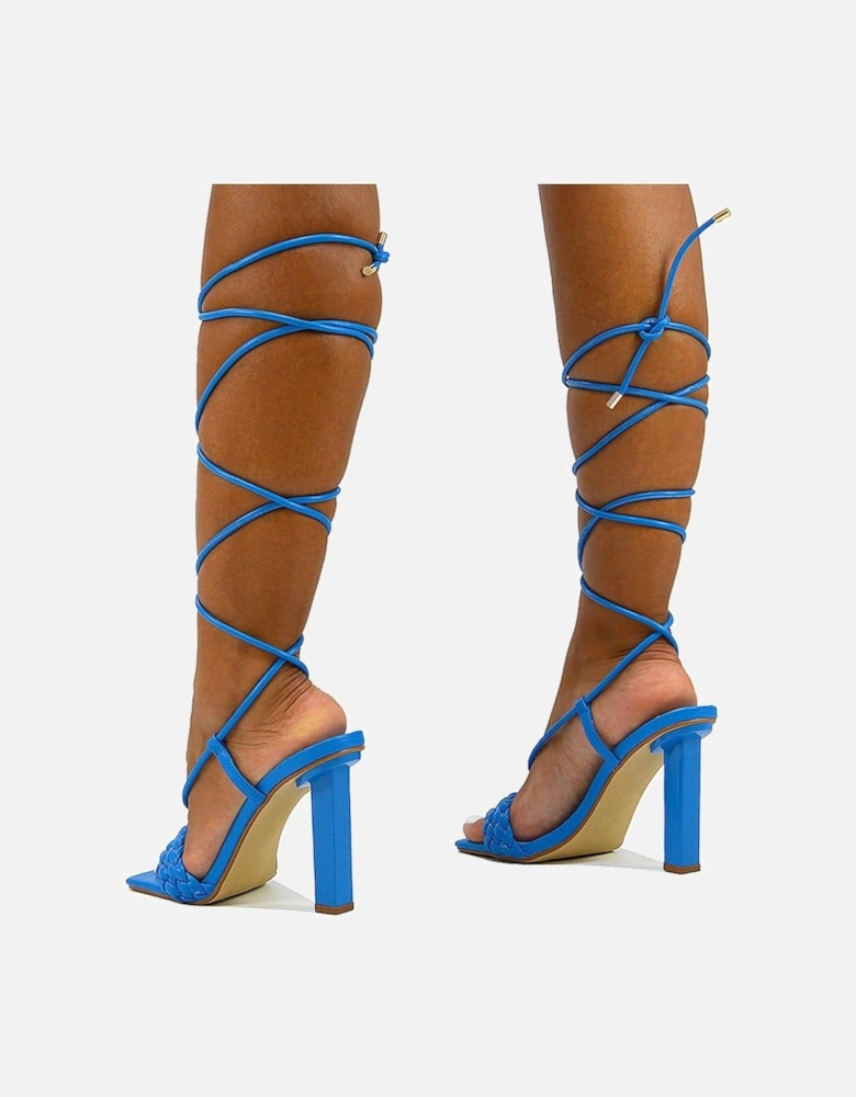 Womens/Ladies Mira Strappy Square Toe Lace Up Block Heel High Heels