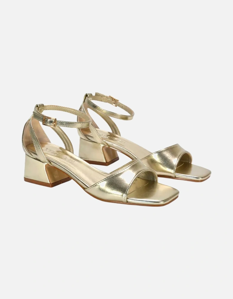 Womens/Ladies Hayley Cut Out Metallic Strappy Low Block Heel Sandals