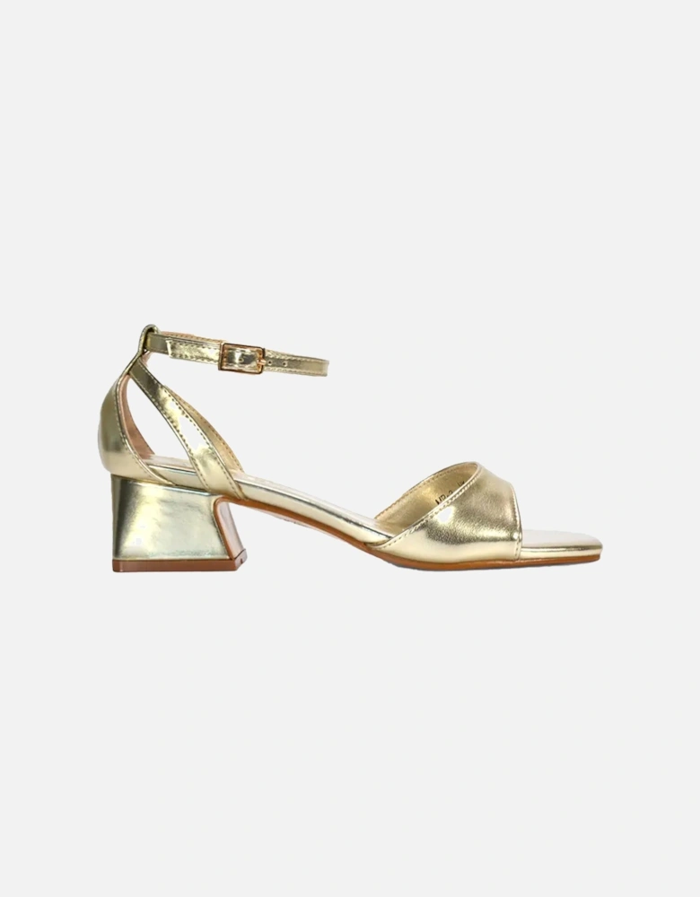 Womens/Ladies Hayley Cut Out Metallic Strappy Low Block Heel Sandals