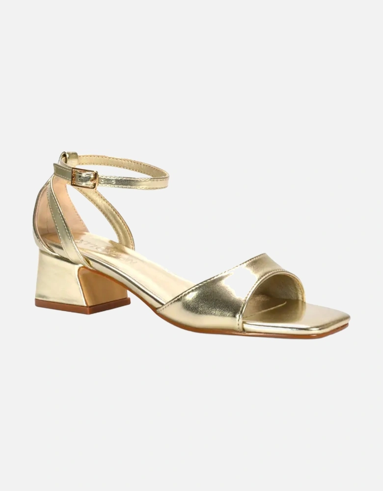 Womens/Ladies Hayley Cut Out Metallic Strappy Low Block Heel Sandals