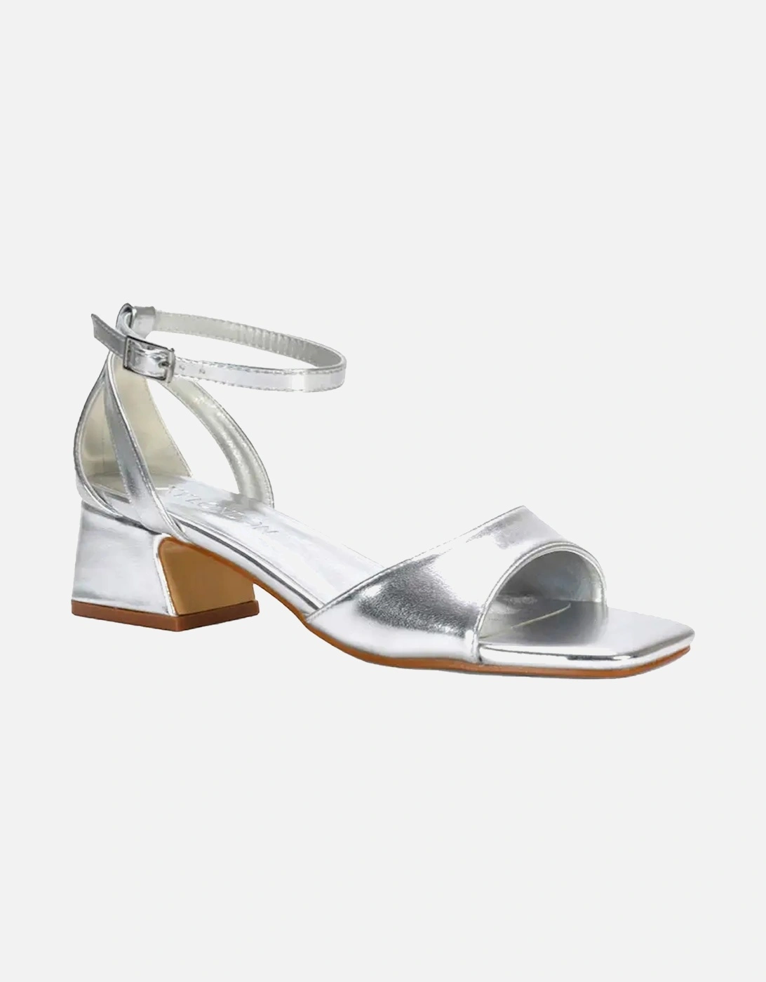 Womens/Ladies Hayley Cut Out Metallic Strappy Low Block Heel Sandals