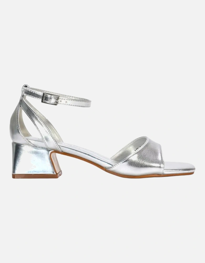 Womens/Ladies Hayley Cut Out Metallic Strappy Low Block Heel Sandals