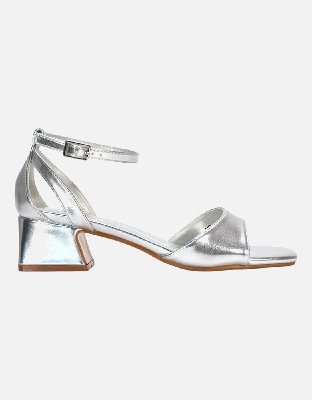 Womens/Ladies Hayley Cut Out Metallic Strappy Low Block Heel Sandals