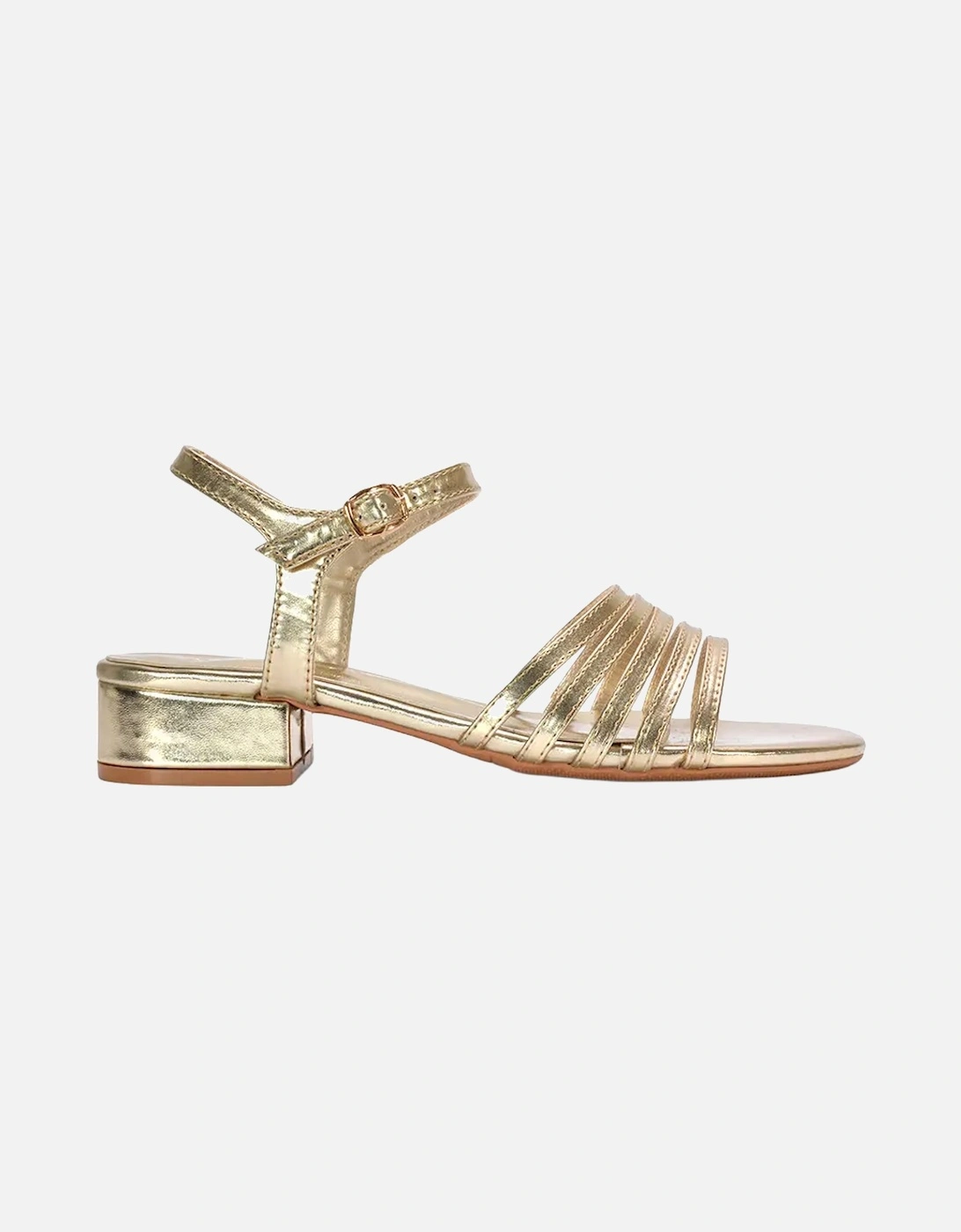 Womens/Ladies Katie Metallic Low Block Heel Sandals