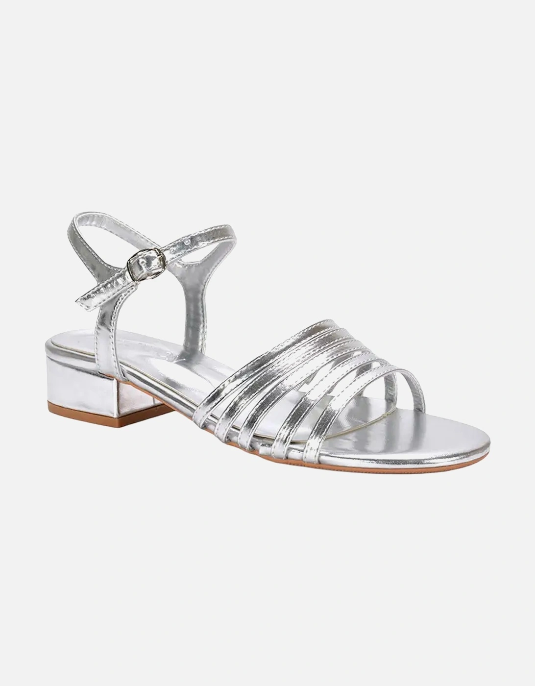 Womens/Ladies Katie Metallic Low Block Heel Sandals