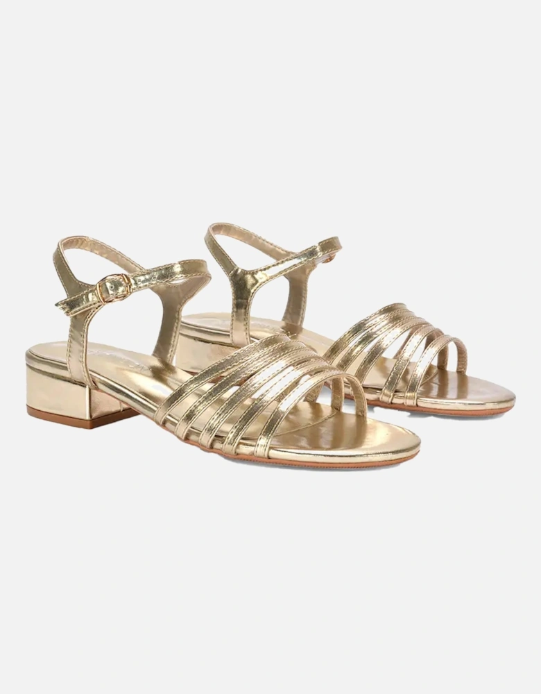 Womens/Ladies Katie Metallic Low Block Heel Sandals