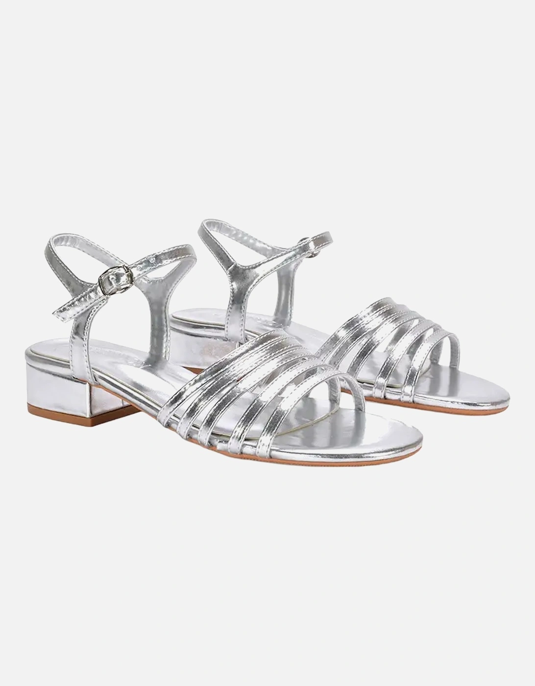 Womens/Ladies Katie Metallic Low Block Heel Sandals, 5 of 4