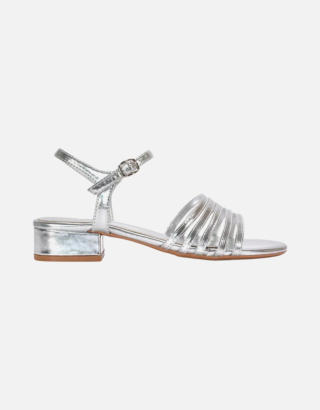 Womens/Ladies Katie Metallic Low Block Heel Sandals