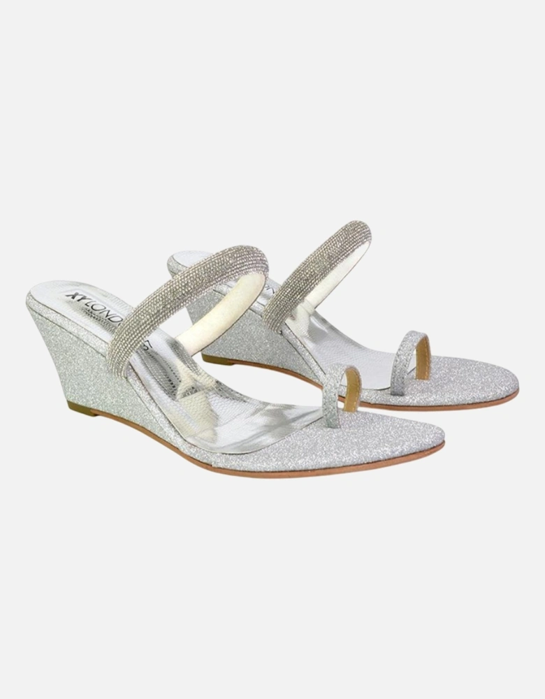 Womens/Ladies Lucille Diamante Strappy Wedge Sandals