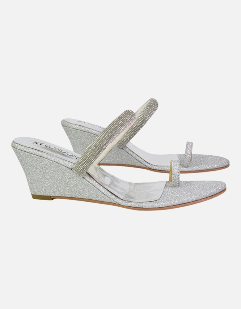 Womens/Ladies Lucille Diamante Strappy Wedge Sandals