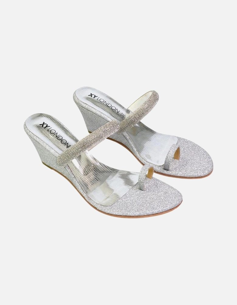 Womens/Ladies Lucille Diamante Strappy Wedge Sandals