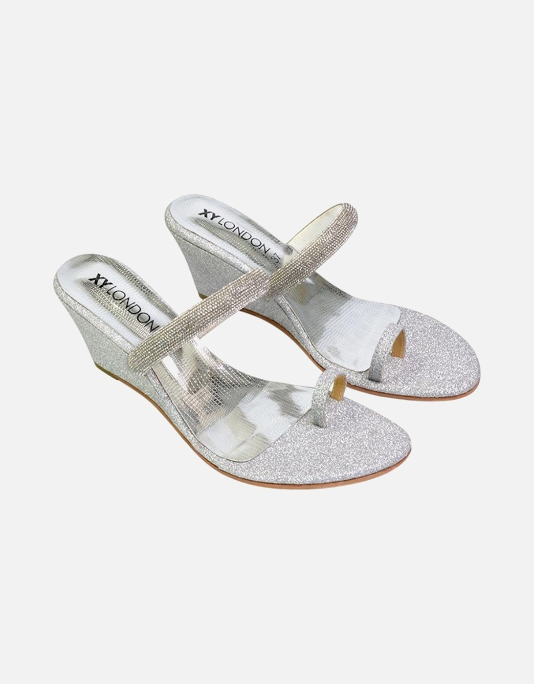 Womens/Ladies Lucille Diamante Strappy Wedge Sandals, 6 of 5