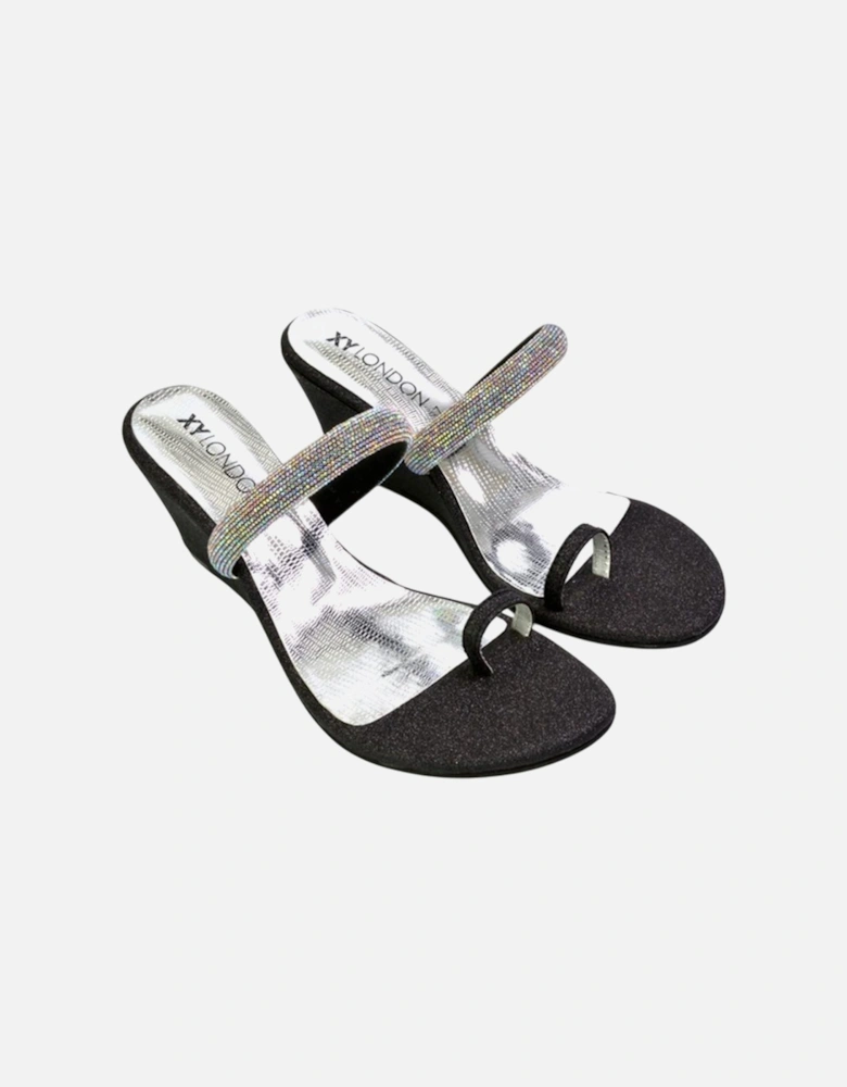 Womens/Ladies Lucille Diamante Strappy Wedge Sandals