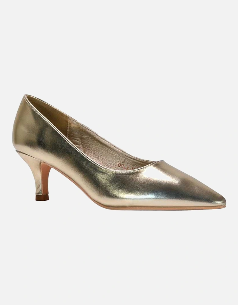 Womens/Ladies Cali Metallic Low Kitten Heel Court Shoes