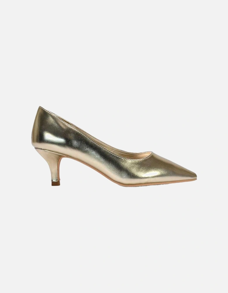 Womens/Ladies Cali Metallic Low Kitten Heel Court Shoes