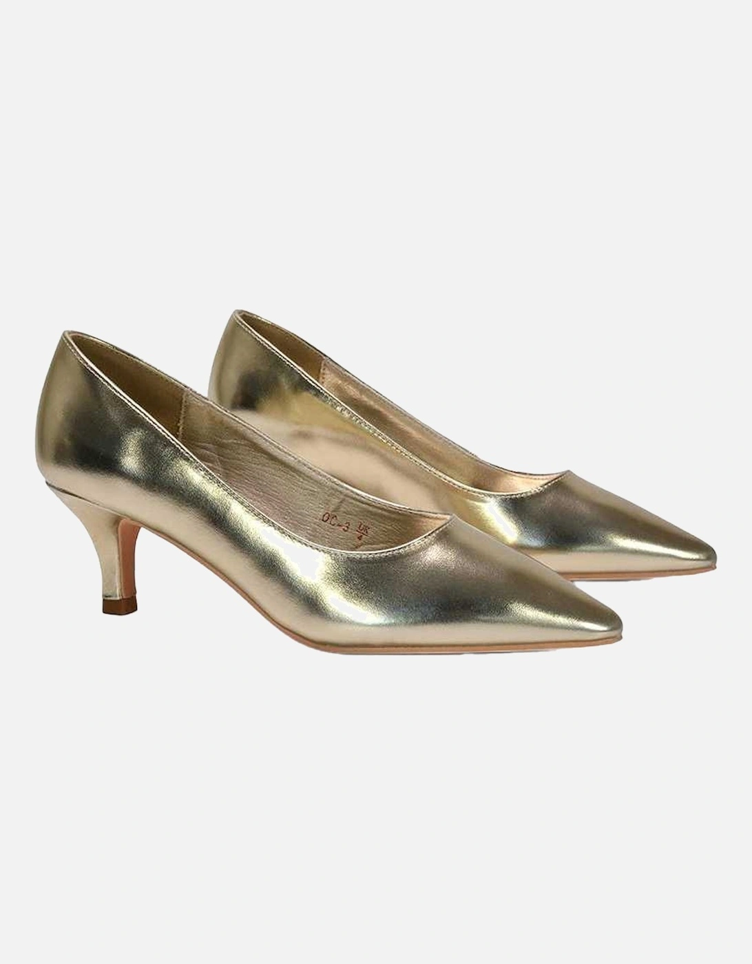Womens/Ladies Cali Metallic Low Kitten Heel Court Shoes