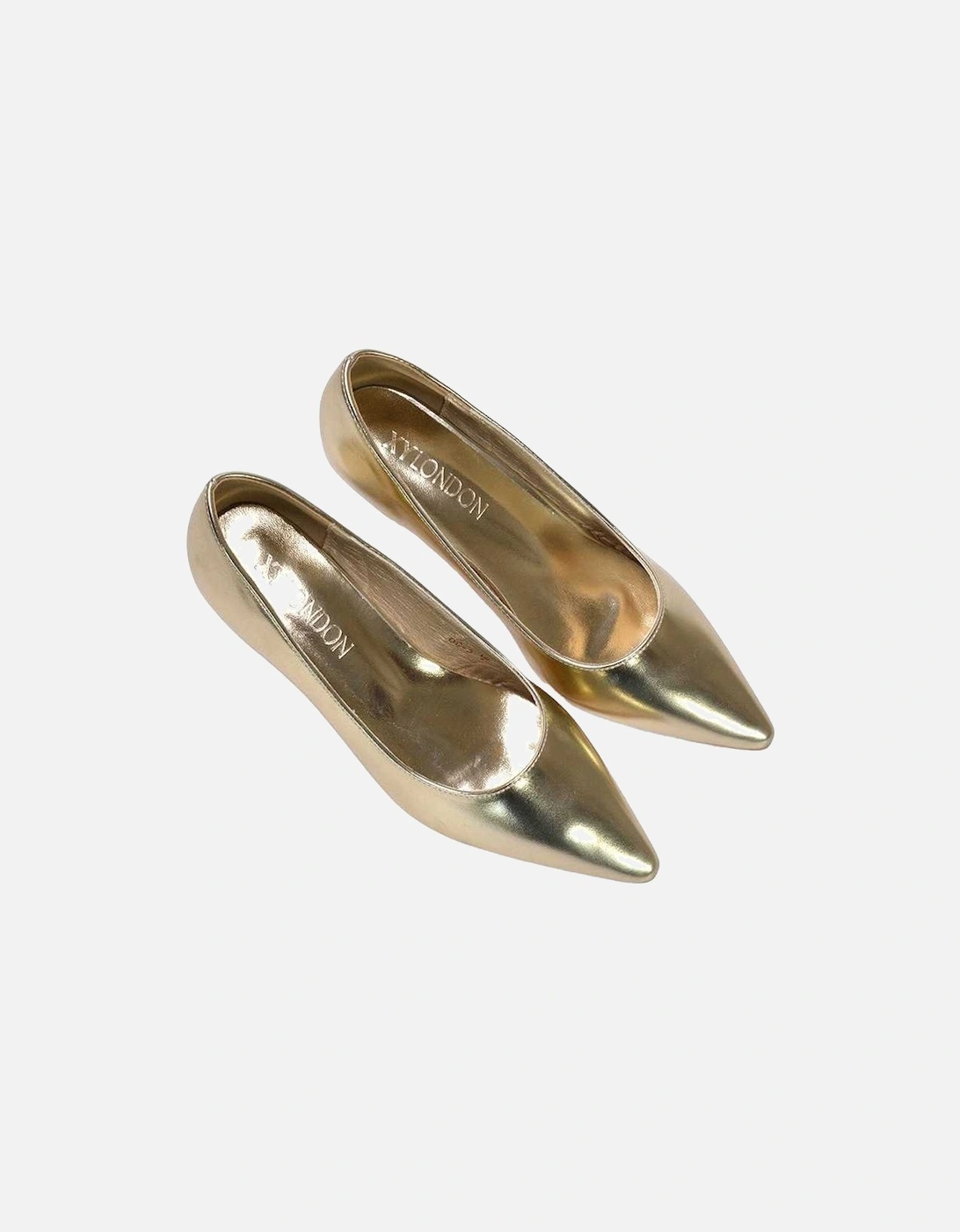 Womens/Ladies Cali Metallic Low Kitten Heel Court Shoes