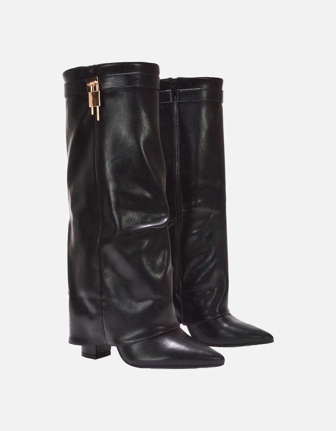 Womens/Ladies Holly Fold Over Knee-High Boots