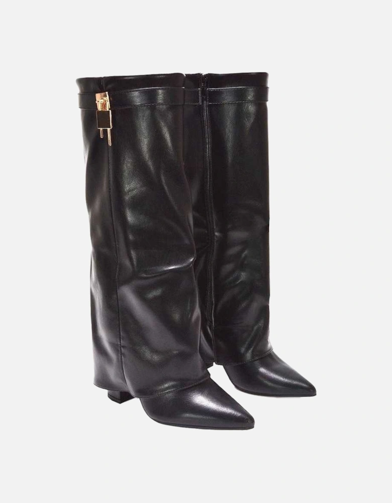 Womens/Ladies Holly Fold Over Knee-High Boots