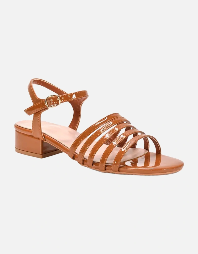 Womens/Ladies Katie Patent Open Toe Low Heel Sandals