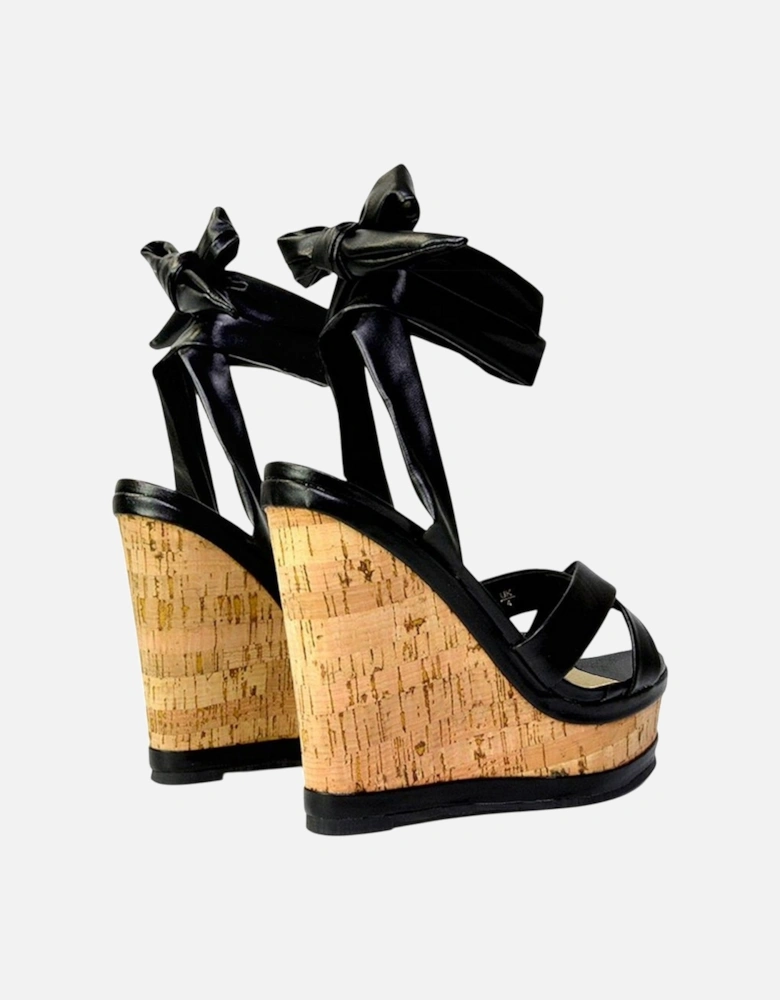 Womens/Ladies Kammie Cork Lace Up Strappy Wedge Sandals