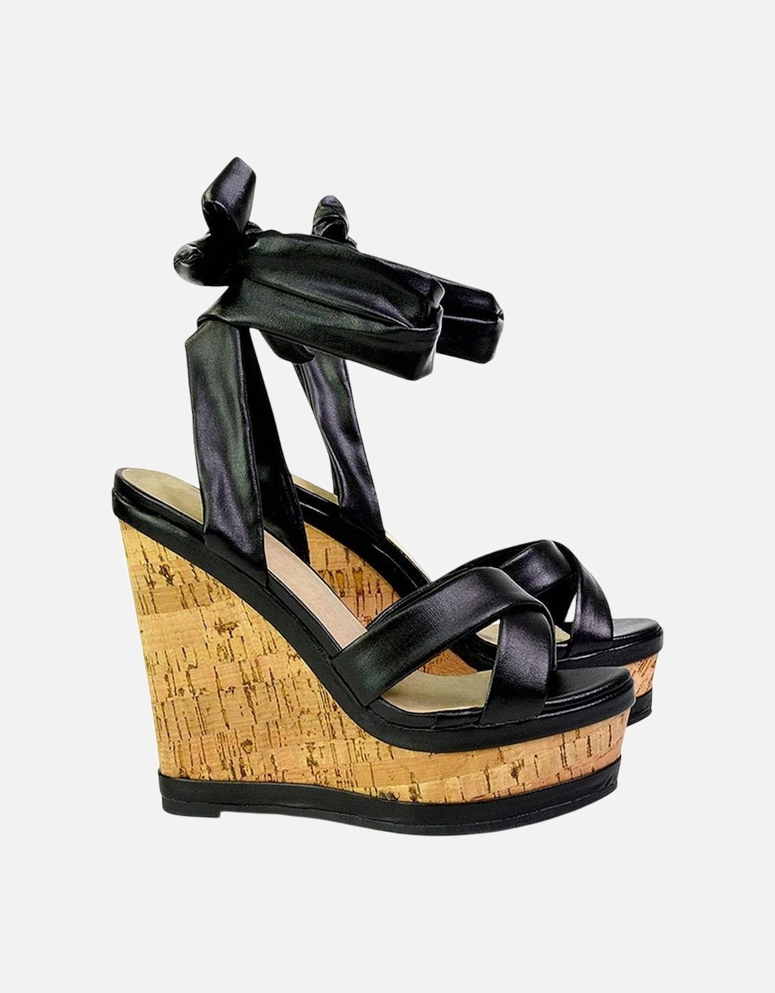 Womens/Ladies Kammie Cork Lace Up Strappy Wedge Sandals