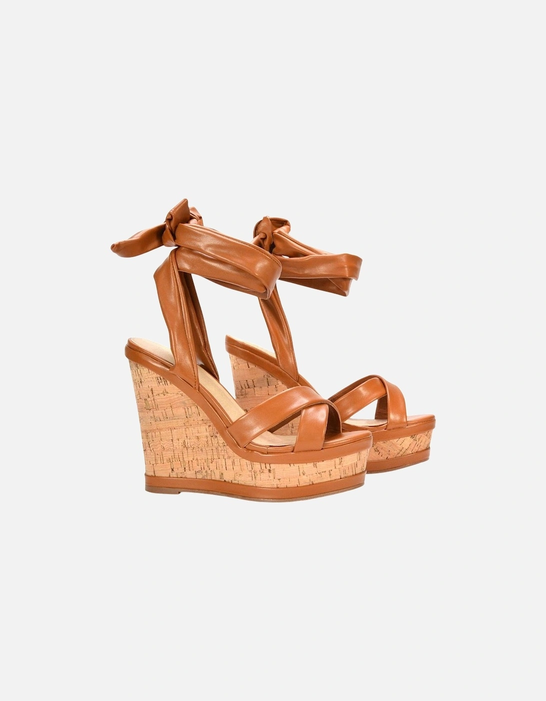 Womens/Ladies Kammie Cork Lace Up Strappy Wedge Sandals