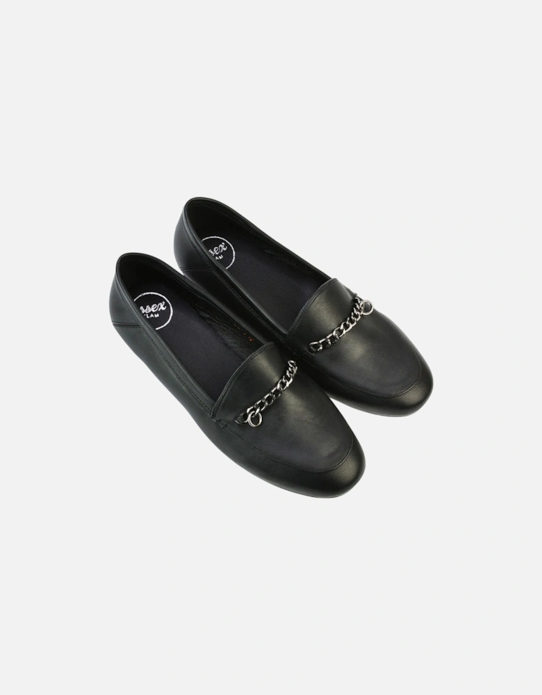 Womens/Ladies Tessah Chain Detail Flat Loafers