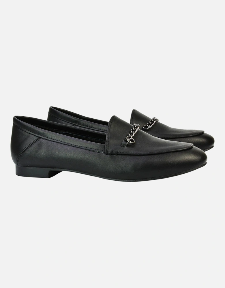 Womens/Ladies Tessah Chain Detail Flat Loafers