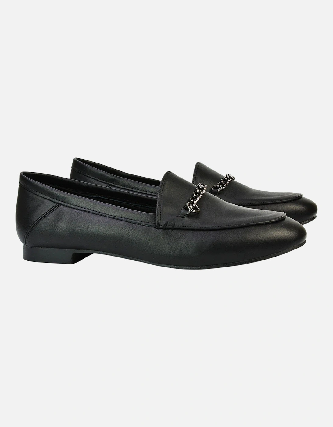 Womens/Ladies Tessah Chain Detail Flat Loafers