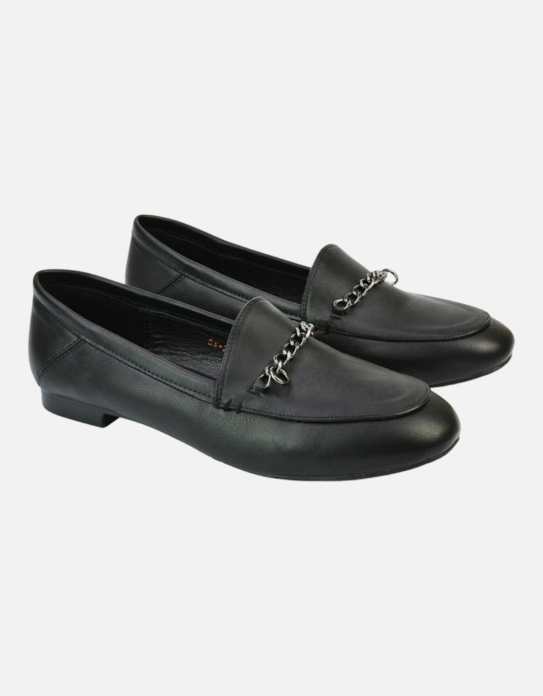 Womens/Ladies Tessah Chain Detail Flat Loafers