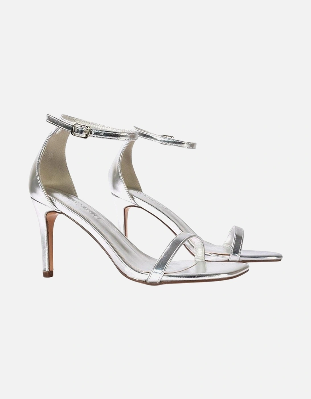 Womens/Ladies Emma Metallic Square Toe High Stiletto Heel Sandals