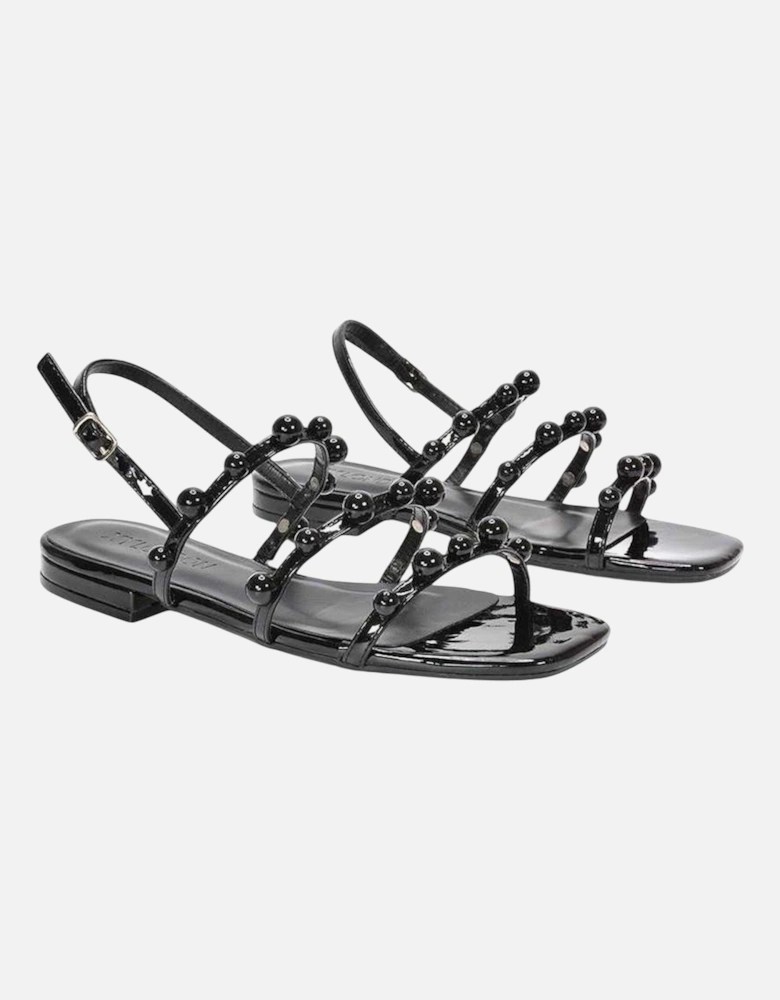 Womens/Ladies Pamela Patent Strappy Beaded Flat Sandals