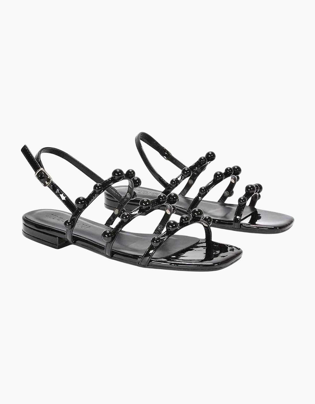 Women's XY London Womens/Ladies Pamela Patent Strappy Beaded Flat Sandals - Black - Size: 6